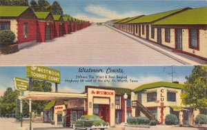 FT WORTH TEXAS~WESTMAN COURTS MOTEL-SPLIT PHOTOS~1940s POSTCARD