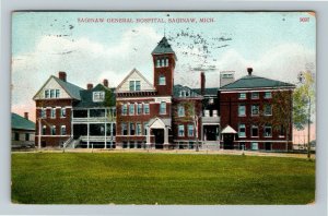 Saginaw MI, Saginaw General Hospital, Vintage Michigan c1908 Postcard