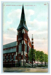 1921 St. Mary's Church Street, Pawtucket Rhode Island, RI Postcard