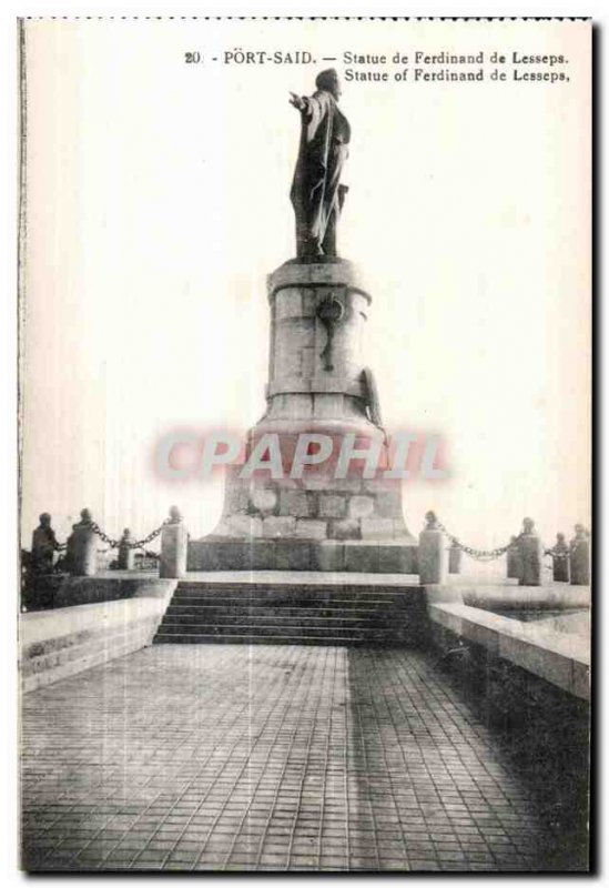 Postcard Old Port Said Statue Fredinand Lesseps Statue of Fredinand Lesseps E...