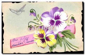 Old Postcard Fancy (drawing hand) Flowers Bird