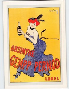 Postcard Girl Holding Absinthe Gempp Pernod Lunel Art Print