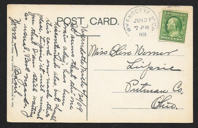 Band Concert People in Stands & Canoes Belle Isle Detroit MI Used c1909