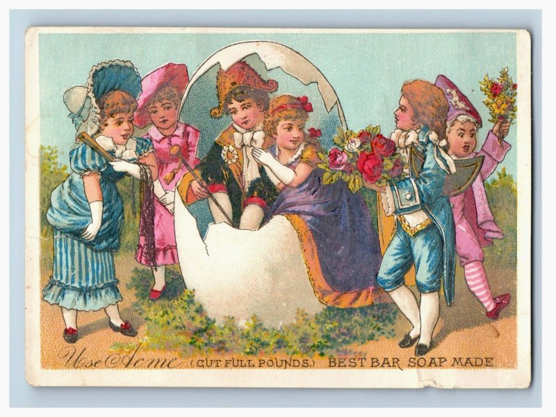 1880s Acme Bar Soap Colonial Couple Giant Eggs Clown Dancer Set Of 4 P56