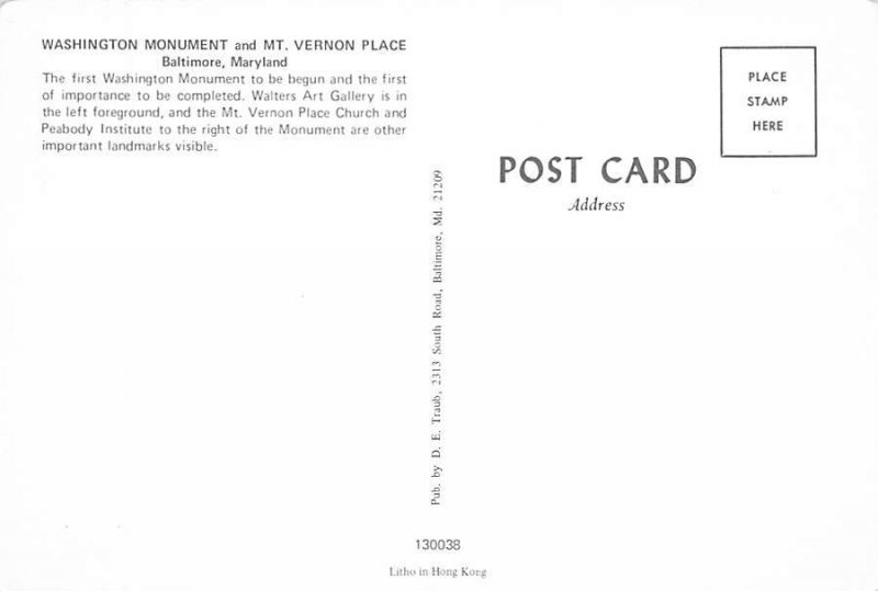 Washington Monument Baltimore, Maryland MD