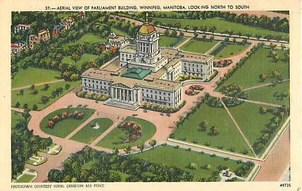 Linen Air View of Parliment Building Winnipeg Manitoba MB