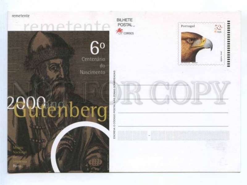 419551 PORTUGAL 2000 year Gutenberg Eagle postal postcard POSTAL stationery