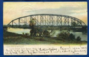 Waco Texas Single Span Bridge Brazos River 1908 RPO postcard SATX & CCTX