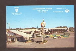 TUCUMCARI NEW MEXICO ROUTE 66 LEATHERWOOD MOTEL OLD CARS VINTAGE POSTCARD