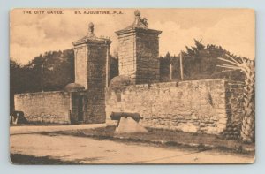 St Augustine City Gates Canons Balls Wall Brink Florida Postcard