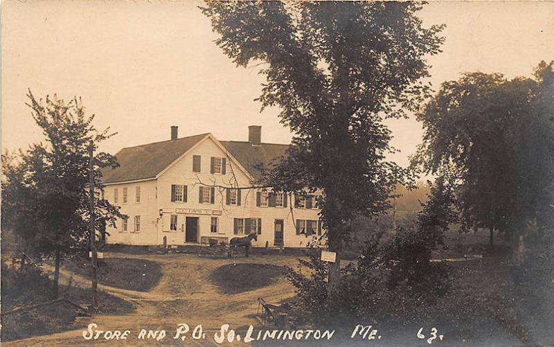 So. Limington ME Dirt Street Store & Post Office Horse & Wagon RPPC Postcard