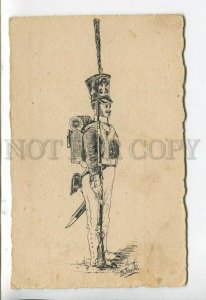 443903 Russia MOLLWO Grenadier 1812 year Vintage HAND PAINTED postcard INK