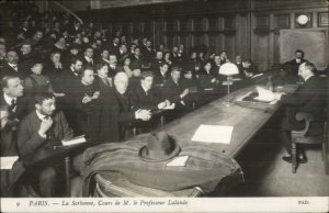 Paris Sorbonne University Class Students Professor Lalande Real Photo Postcard