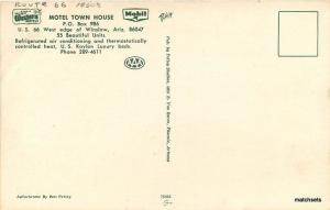 1960s Winslow Arizona Motel Town House Route 66 Petley postcard autos 6151