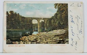 Germany Grus Aus GORLITZ Viaduct mit Gondelfahrt 1901to Berlin Postcard L2