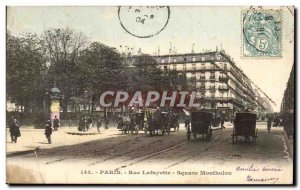 Postcard Old Paris Rue Lafayette Square Montholon