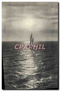 Postcard Old Granville Back Light Effect On Sea Boat