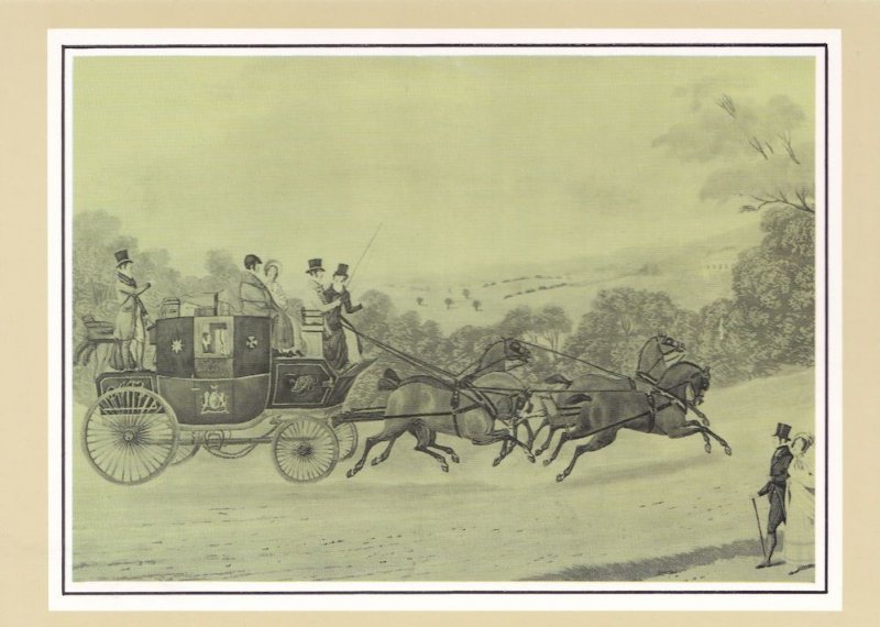 London to Liverpool 1838 Royal Mail Coach Transport Postcard