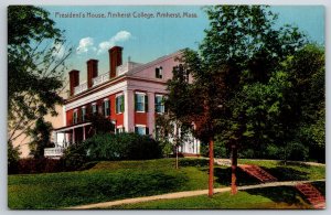 Amherst Massachusetts~Presidents House Bldg @ College Campus~Vintage Postcard