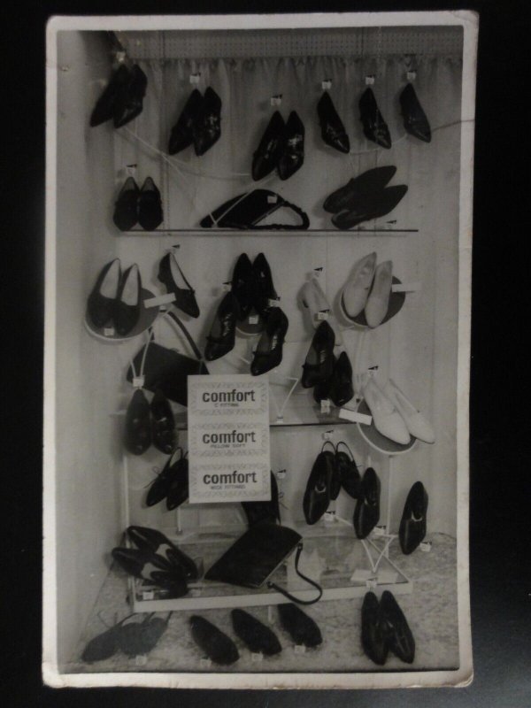 SHOES - Womens Shoe Shop Display RP Old Postcard