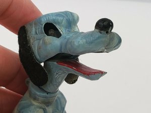 Vintage Blue Marble Plastic Toy Dog Bobble Nodder Head & Mouth Move JVZ Company