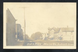 RPPC ROCKWELL IOWA DOWNTOWN MAIN STREET SCENE VINTAGE REAL PHOTO POSTCARD