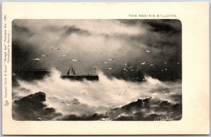 The Raging Billows Signed Rough Sea Big Surfing Waves Postcard