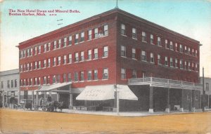 Benton Harbor Michigan~Hotel Dwan~Mineral Baths~Ice Cream Soda Awning~Wagon~1913