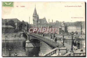 Old Postcard Liege La Passerelle And Post