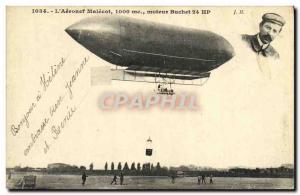 Old Postcard Aviation Aeronef Malecot engine Buchet Zeppelin airship