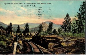 Spire Rock at Summit of Rockies, Butte MT on the N.P.R.R. c1914 Postcard R28