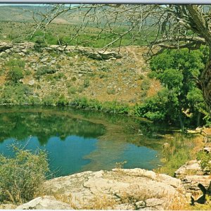 c1960s Camp Verde, AZ Montezuma Well Castle Monument Prehistoric Chrome PC A299