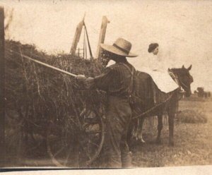 RPPC Real Photo Postcard - Farmers Haying Field  - c1910