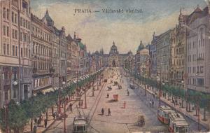 Czech Republic Prague Vaclavske avenue trams tramway 1918