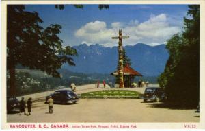 Postcard Indian Totem Pole Prospect Point Stanley Park Vancouver BC Canada