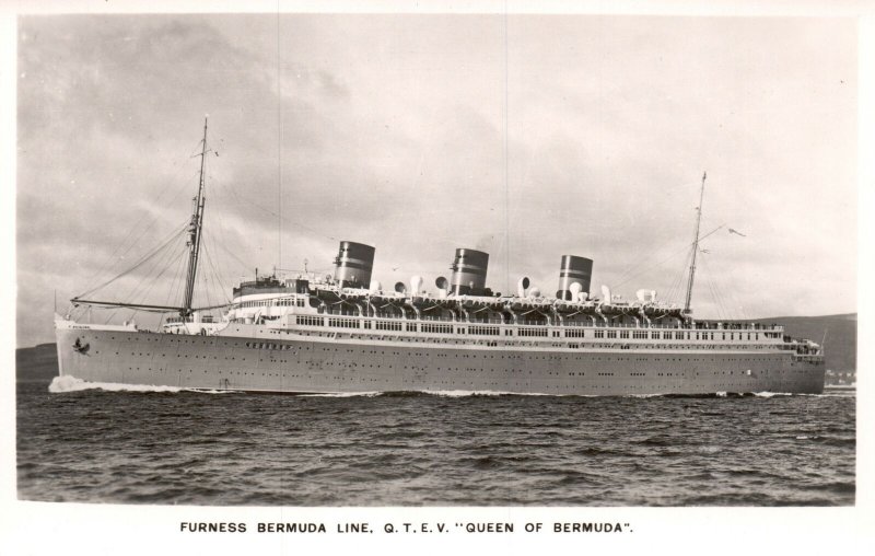 Postcard Photo Furness Bermuda Line QTEV Queen Of Bermuda Ocean Liner RPPC