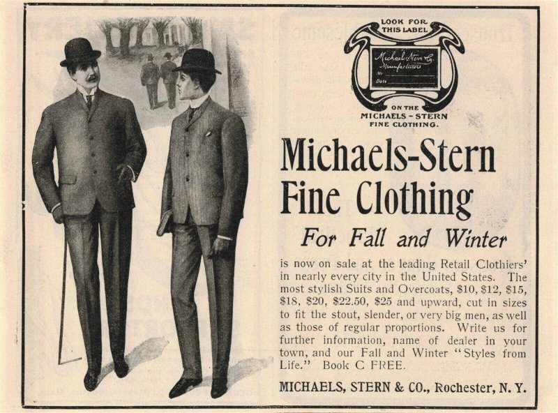 1903 Michaels-Stern Fine Clothing Original Print Ad 2T1-47