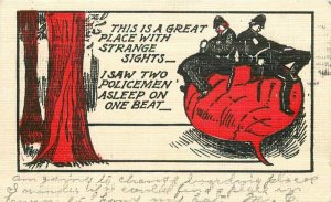 Artist Impression Police Asleep Beat Comic Humor 1907 Postcard 11553