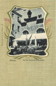 Shield Vignette Postcard Munich Germany Hof der Pschorrbrau-Bierhallen