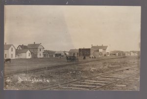 Buckingham IOWA RPPC c1910 MAIN STREET nr Waterloo Traer Reinbeck TINY TOWN!! IA