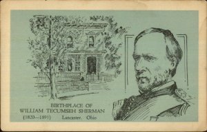 Civil War William Tecumseh Sherman Birthplace - Skyland Press Postcard