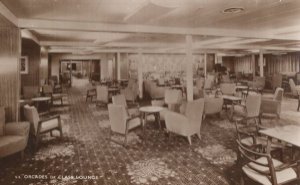 SS Orcades First Class Lounge Ship Interior Real Photo Old Postcard