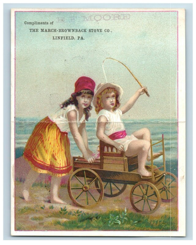 1880s E.F. Moore The March-Brownback Stove Co. Beach Scene Children Wagon #5C