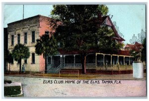 c1950 Elks Club Home Of The Elks Building Statue Veranda View Tampa FL Postcard 