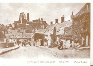 Dorset Postcard - Corfe - The Village and Castle Circa 1900 - Ref BH5817