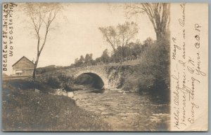 WORCESTER NY DECATUR STREET BRIDGE ANTIQUE REAL PHOTO POSTCARD RPPC