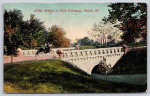 Peoria Illinois~Bridge On Park Driveway~Vintage Postcard