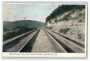 1908 On The Erie Near Cascade Falls Railroad Lanesboro Pennsylvania PA Postcard