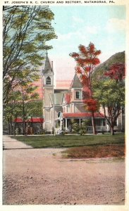 Vintage Postcard St. Joseph's Roman Catholic And Rectory Matamoras Pennsylvania