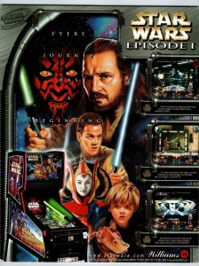 Star Wars Episode I Pinball Flyer Original Game 8.5 x 11 Advertising 1999 Promo